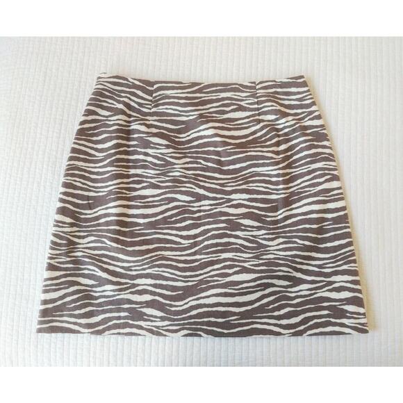 Loft 6P 6 Petite Brown Zebra Mini Skirt Ann Taylor - Picture 2 of 3